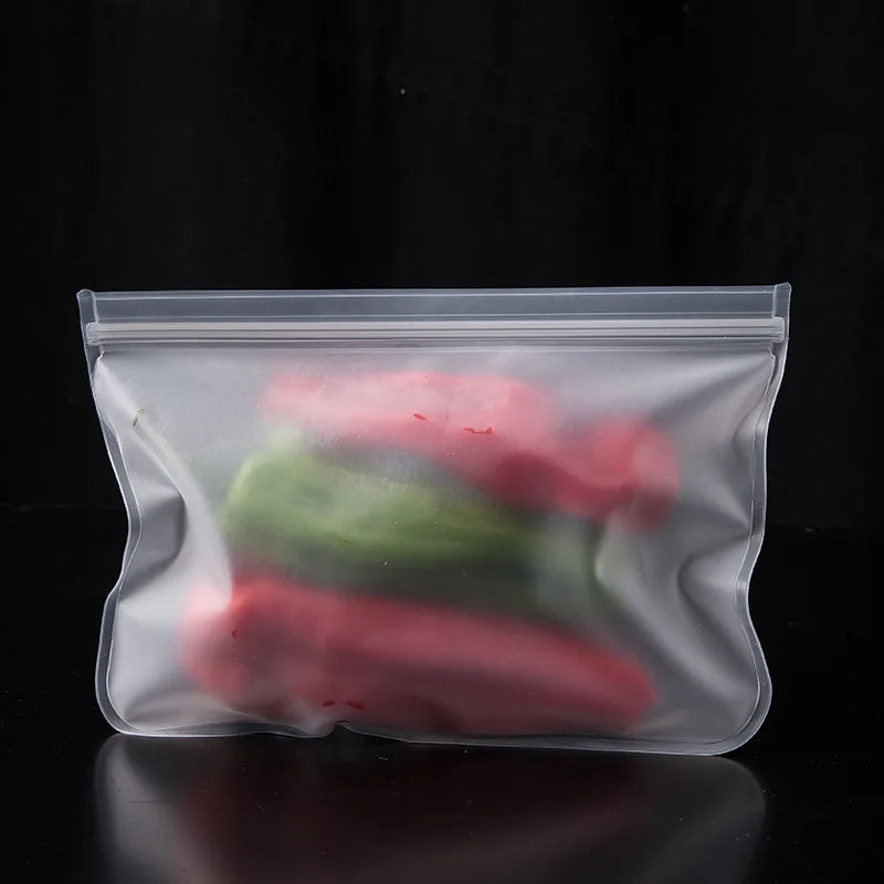 Silicone Food Storage Bag Reusable up Zip Shut Bag Leakproof Fresh Bag Food Storage Bag Fresh Wrap Ziplock Bag