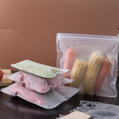 Silicone Food Storage Bag Reusable up Zip Shut Bag Leakproof Fresh Bag Food Storage Bag Fresh Wrap Ziplock Bag